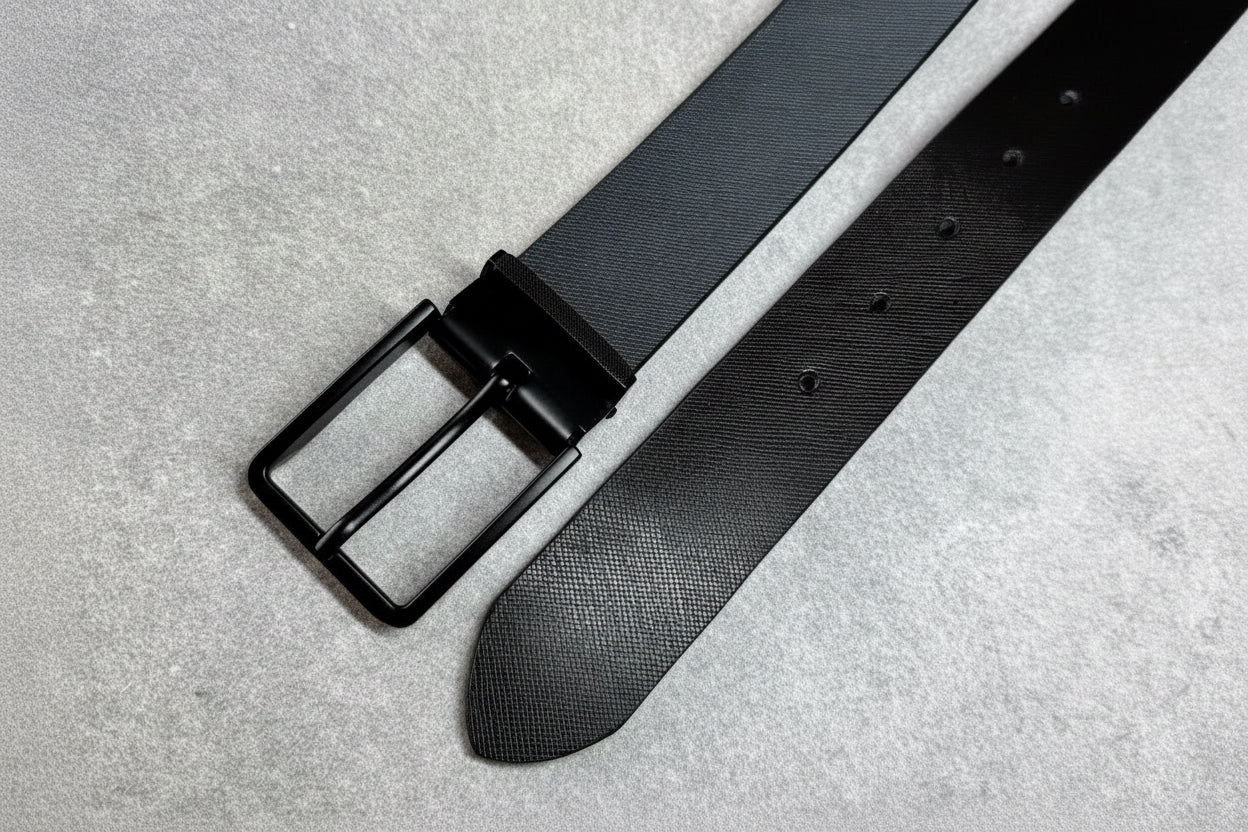 Complete your outfit with this must-have Parker Avenue men’s reversible leather belt, brought to you by kennyk. The perfect blend of style, function and versatility. Crafted from durable synthetic leather with a polished finish this two-in-one dress belt adds a sophisticated touch to any look.
Sleek rotating buckle for easy colour change from black to brown or black to grey to match your shoes
Stylish and durable synthetic leather construction
Classic polished metal hardware