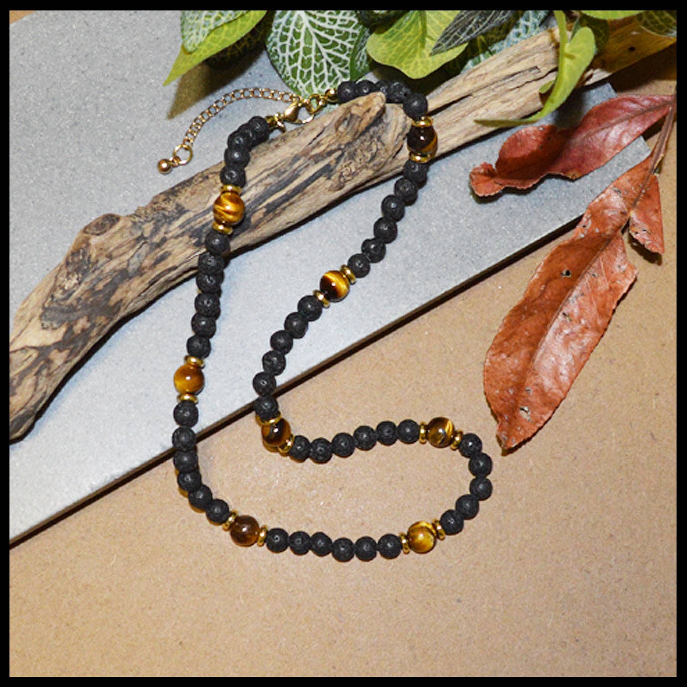 Beecham necklace brought to you by kenny k., &nbsp;the perfect gift for the laid-back guy in your life! This necklace is not only awesome, it's an awesomely fashionable way to show off his style. Presented in a Beecham gift box. Tigers Eye Lava Stone.