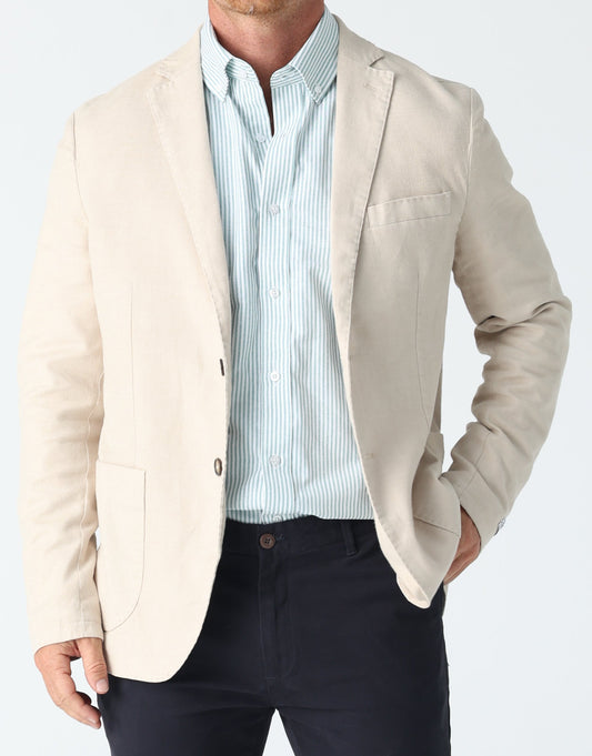 The Christian Brooks Jonas Jacket is a modern take on timeless layering. Designed for the man who values both form and function, the Jonas is crafted from a durable Hemp blend fabric with a structured stretch fit that moves with you throughout the day. Whether thrown over a tee or layered with a shirt and chinos, the Jonas Jacket adds a polished edge to any outfit. Perfect for workdays, weekends and everything in between.

53% Hemp, 44% Polyester, 3% Elastane
Patch pockets
Tailored fit for a clean, modern p