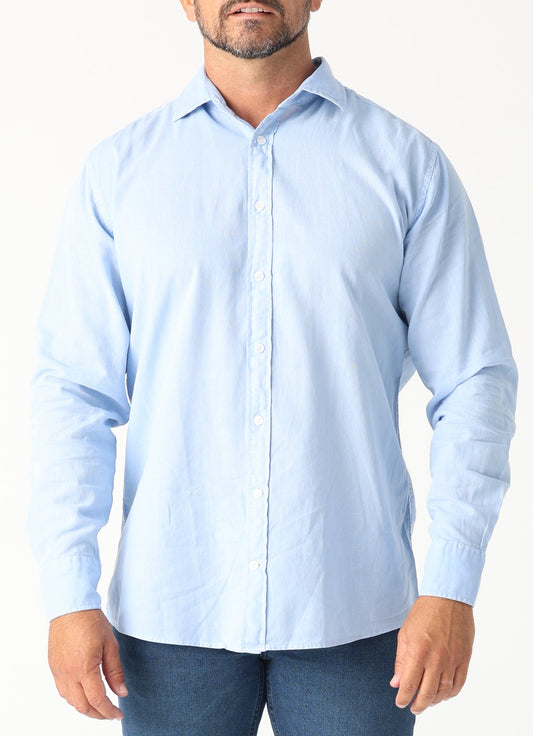 Linen Blend Shirt in Light Blue