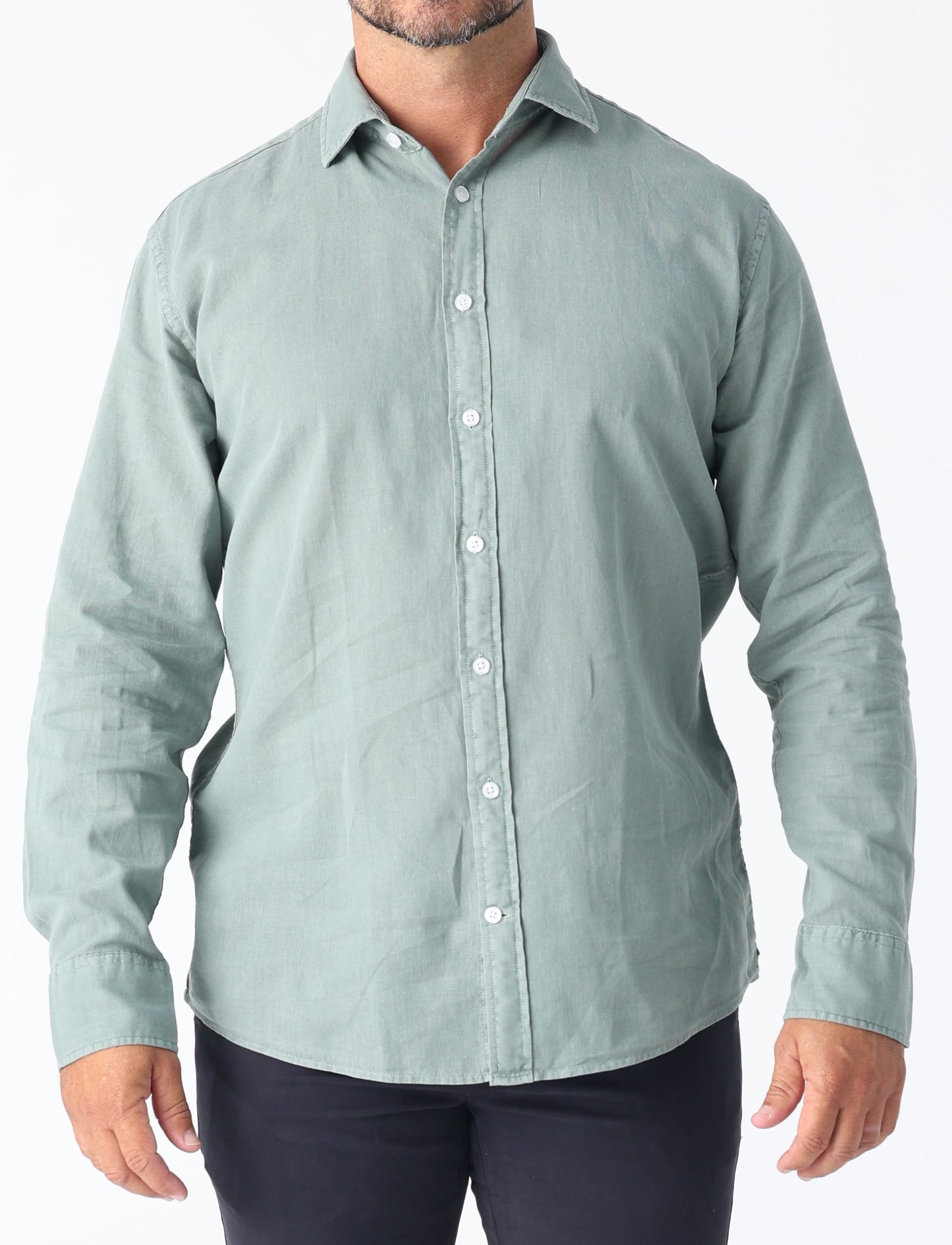 Linen Blend Shirt in Olive