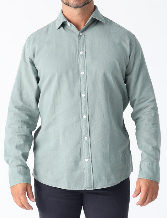 Linen Blend Shirt in Olive