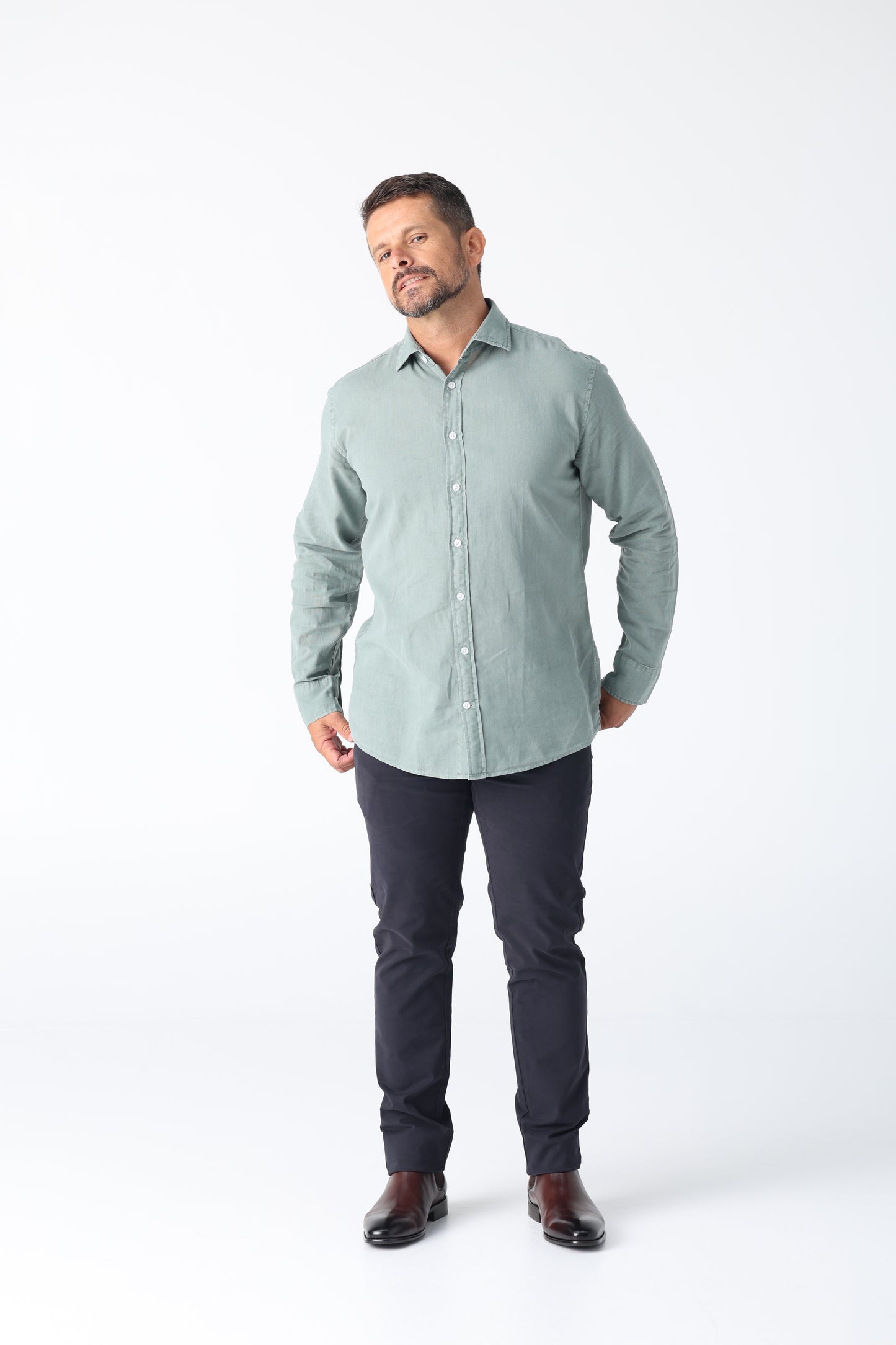 Linen Blend Shirt in Olive