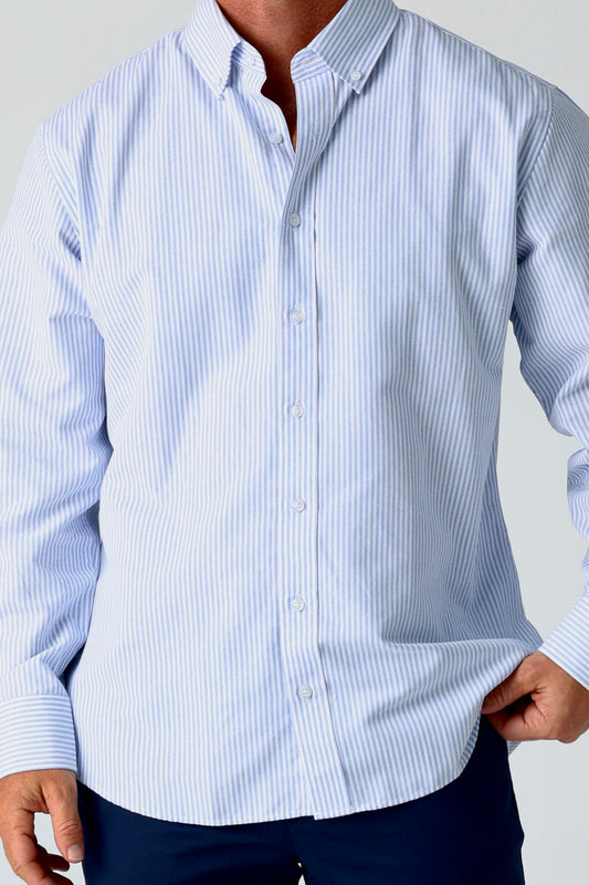 100% Cotton Blue Striped Button Down Shirt
