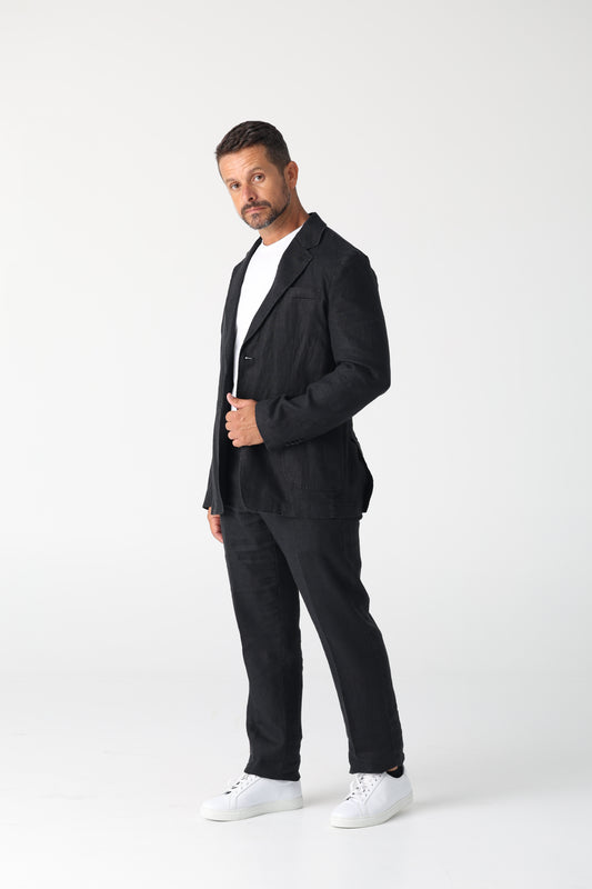 Modena Imola Black Linen Suit
