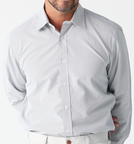 Classic style meets modern tailoring with Liberty black and white check business shirt. Designed for versatility and comfort, this shirt features a crisp check pattern that transitions effortlessly form the boardroom to after hours. Crafted from a breathable cotton/polyester blend, it delivers all day wearability with a polished, professional finish. The structured collar and button up design make it ideal for pairing with tailored trousers, chinos or layered under a blazer.

Black and White check pattern f